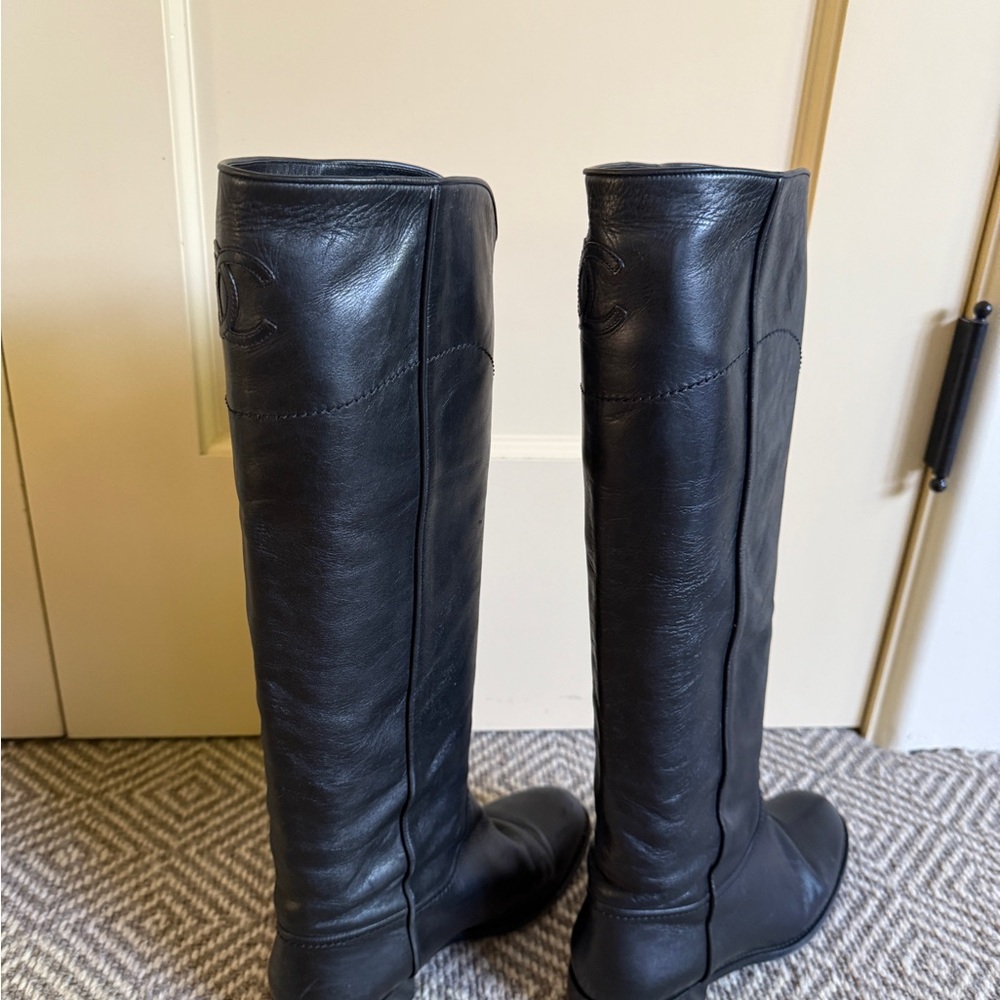 Chanel Women's Black Leather Boots